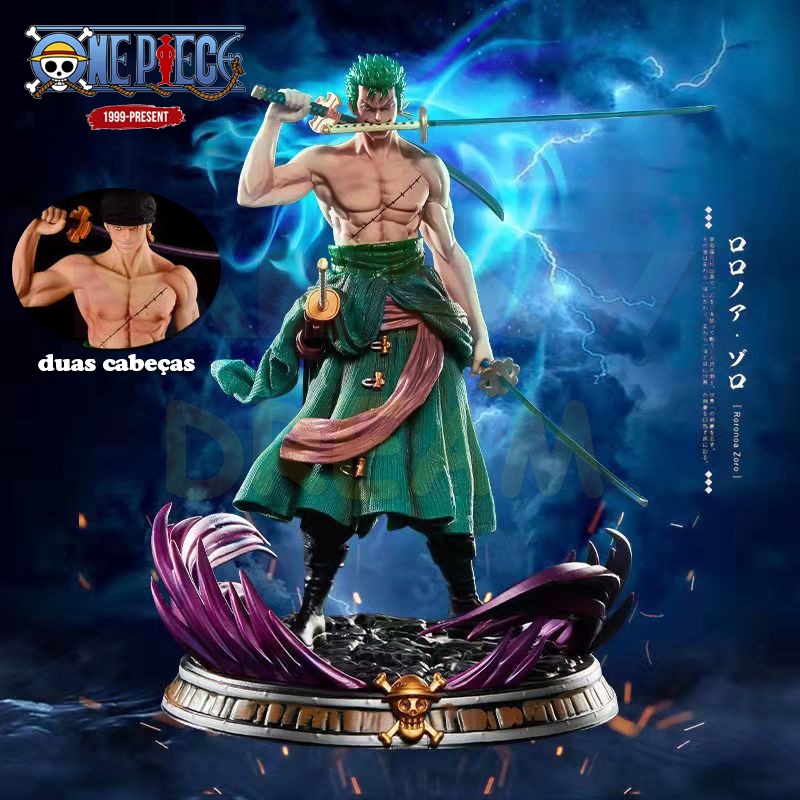 Action Figure One Piece Roronoa Zoro Cabeça Dupla PVC Fantasia Figura