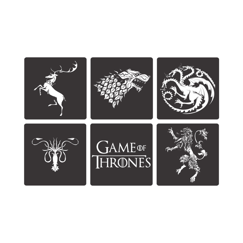 Quadros Decorativo Vazado Kit Game of Thrones 3mm MDF Preto Fosco