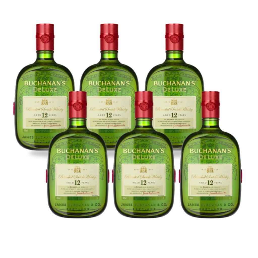 Combo 6 Whisky Buchanans Deluxe 12 anos 1 Litro Original + Nota