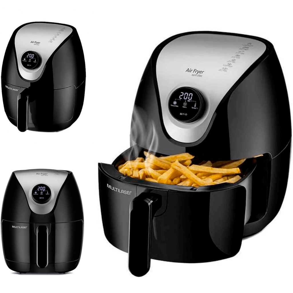 Air Fryer 4 Litros Fritadeira Eletrica Com Grade e Pegador Multilaser