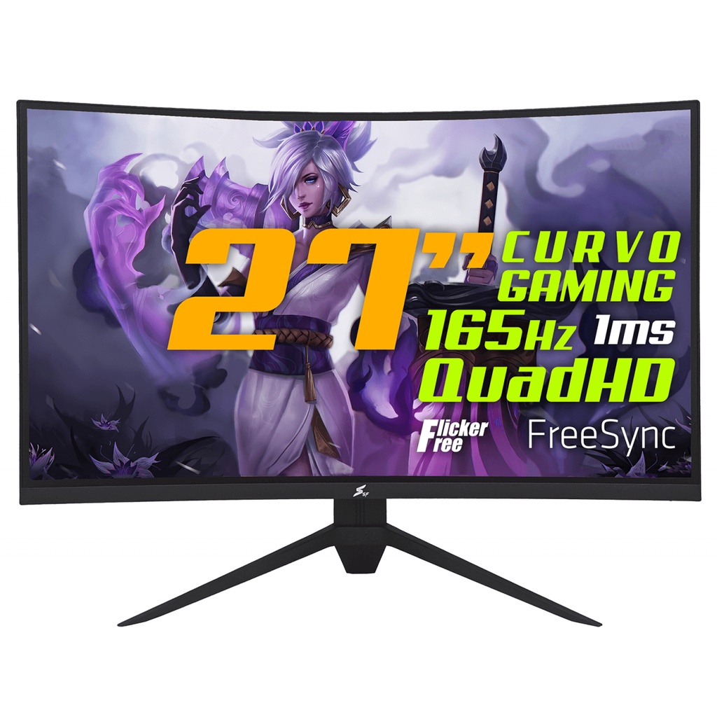 Monitor Gamer SuperFrame Precision, 27 Pol CURVO, Quad HD, FreeSync/G