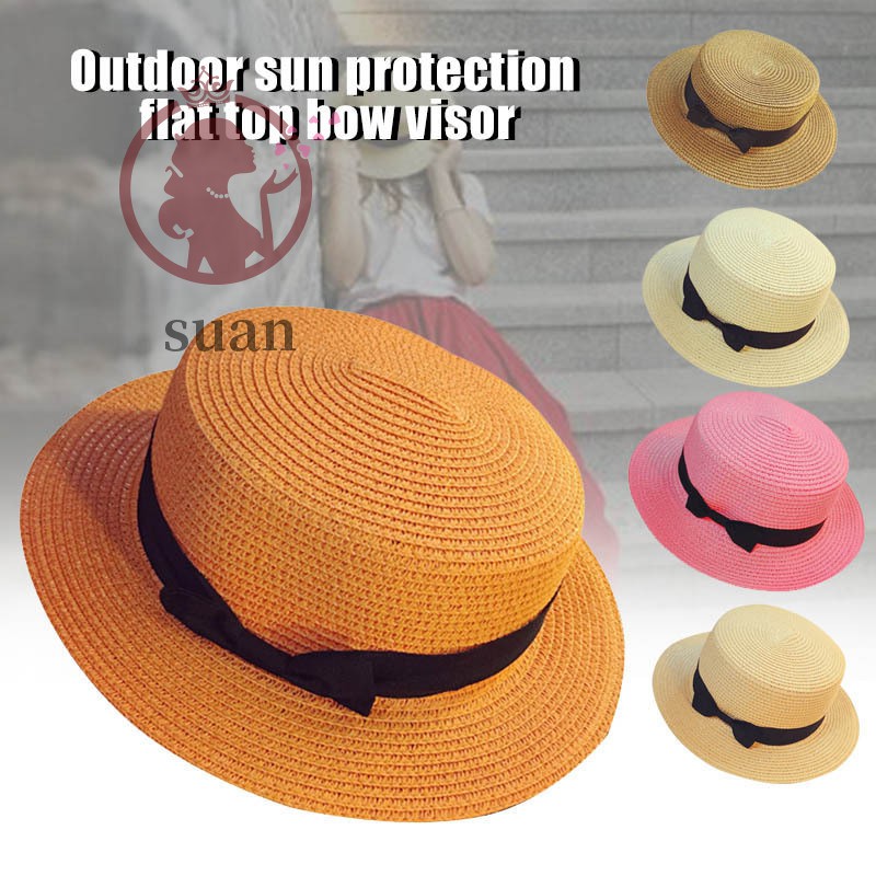 Chapéu de palha Mulheres Verão Praia Ampla Aba Arco