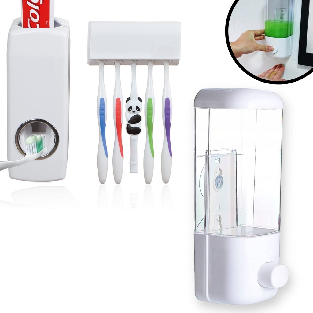 Kit Dispenser de + Dispenser de Creme Dental C/ Suporte