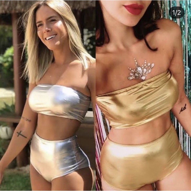 CONJUNTO HOT PANTS METALIZADO Shopee Brasil