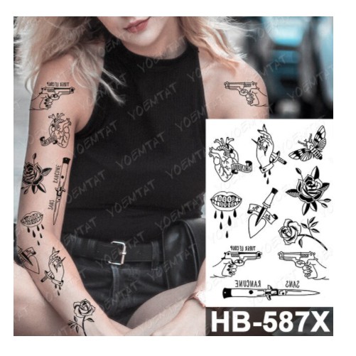 10 Tatuagens Temporária Arma Faca Coração Removível 21X14.8Cm Pronta Entrega - Hb-587X | Shopee Brasil 501_x_501_jpg