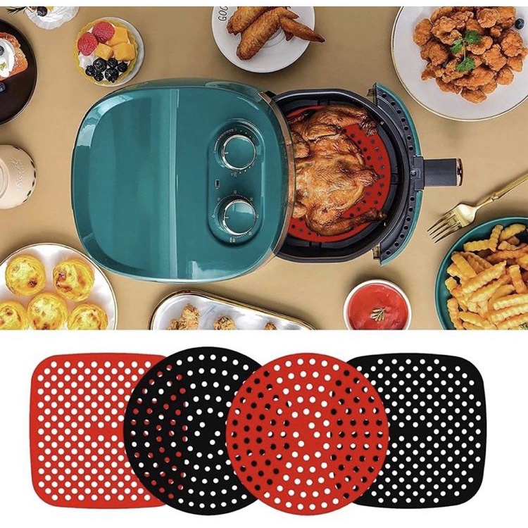 Tapete Protetor Silicone Para Air Fryer Fritadeira Universal Não Gruda Redondo / Quadrado