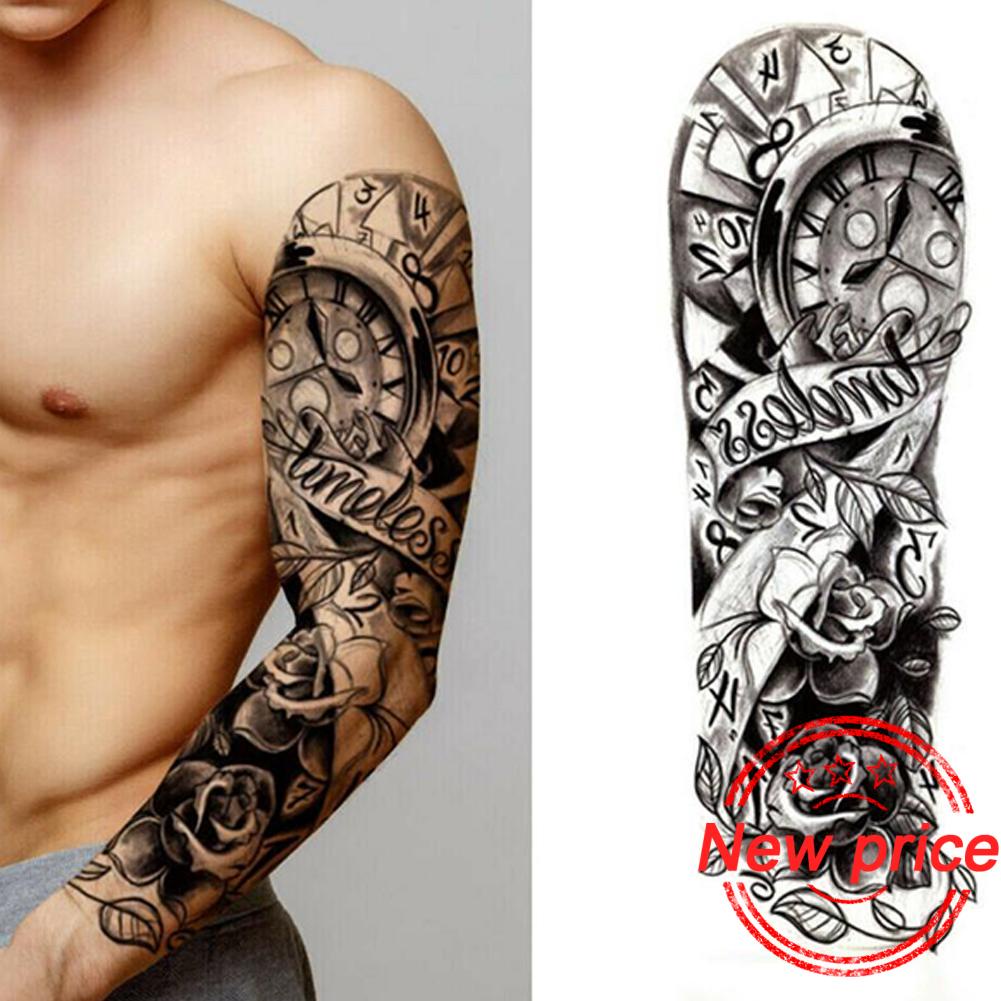 Fresco Largo Brazo Completo Rosa Reloj Tatuajes Temporales Para Hombres Flor Grande Pierna Mujeres Cuerpo Tigre P3D9 | Shopee Colombia 1001_x_1001_jpg