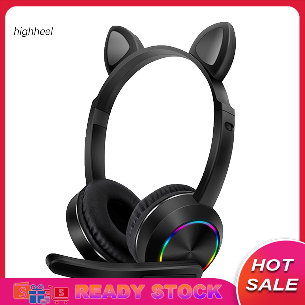 [ZK] AKZ020 Luminoso RGB Luz Lindo Gato Forma Oreja Auriculares Con Cable Con Micrófono
