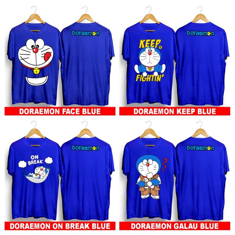 Camiseta camiseta Doraemon cara azul de dibujos animados sonriente Doraemon en Break azul