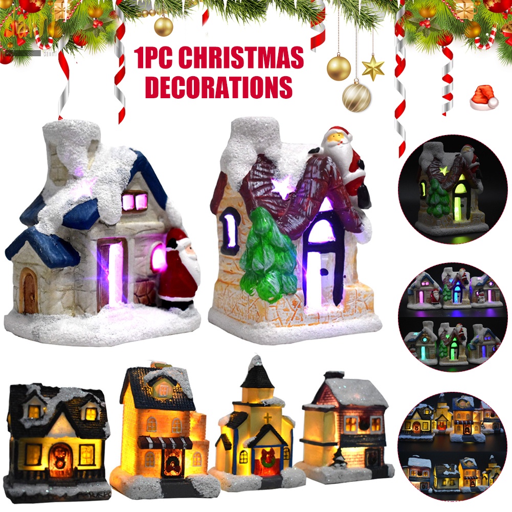 Christmas Scene Village Led Illuminated Snow House Decor 【WEB限定】