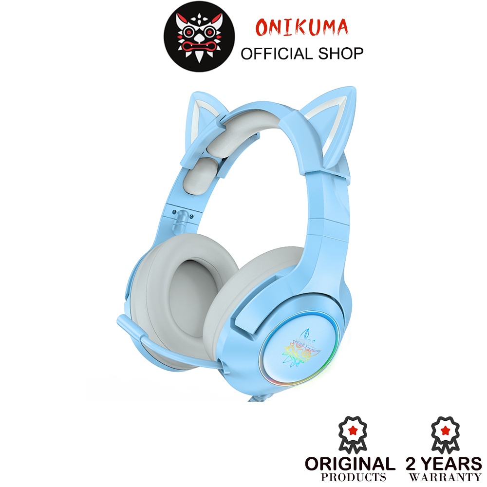 ONIKUMA K9 Blue Cute Cat Ear Headphone Gaming Headset 3.5mm Jack USB