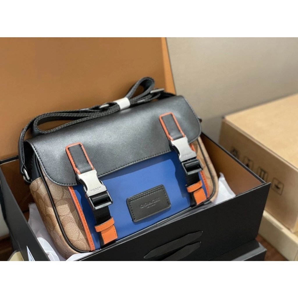 Coach Track Messenger Bag In Colorblock Signature Canvas And Leather MSRP 450