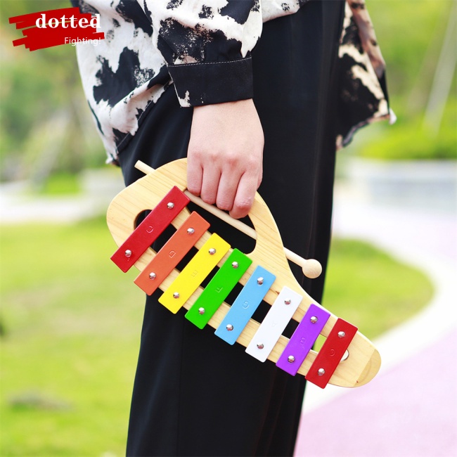 Dotted Xylophone Set Wood + Metal Orff Children Handheld Octave Hand