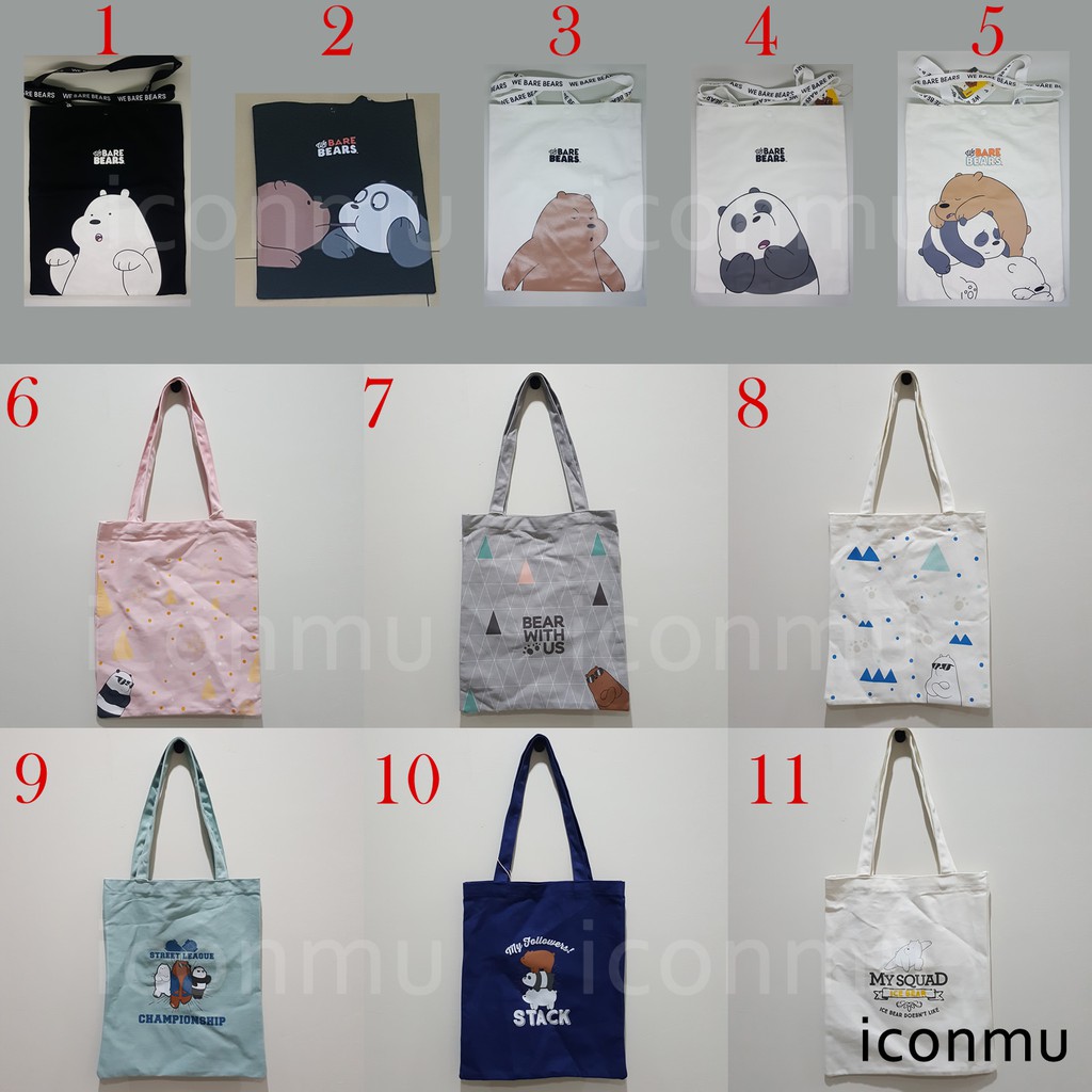 Miniso We Bare Bear Shopping Tote Bag WBB bolsa de Material de lona