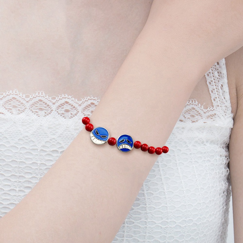 One Piece Portgas D Fire Fist Ace Cosplay Red Beads Bracelet Necklace