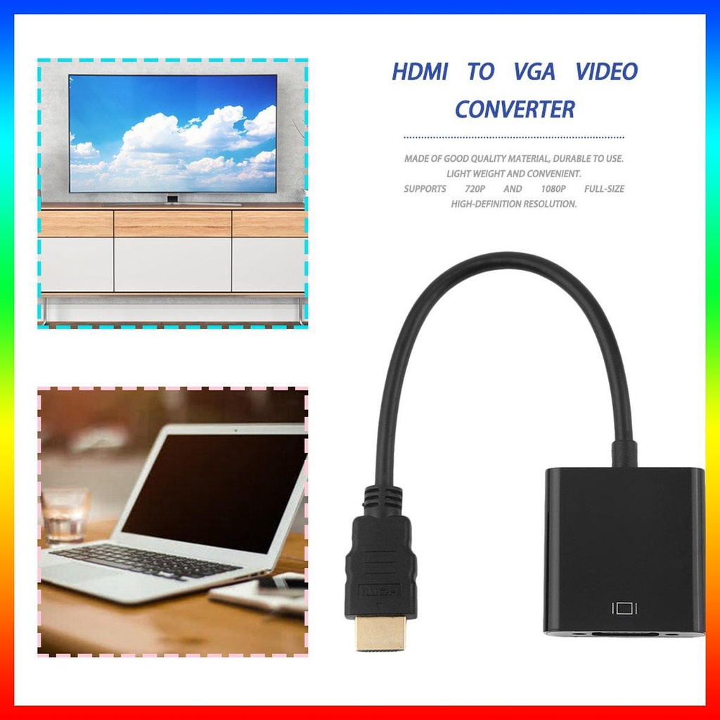 [nuevo] adaptador convertidor de video hdmi a vga completo 1080p cable