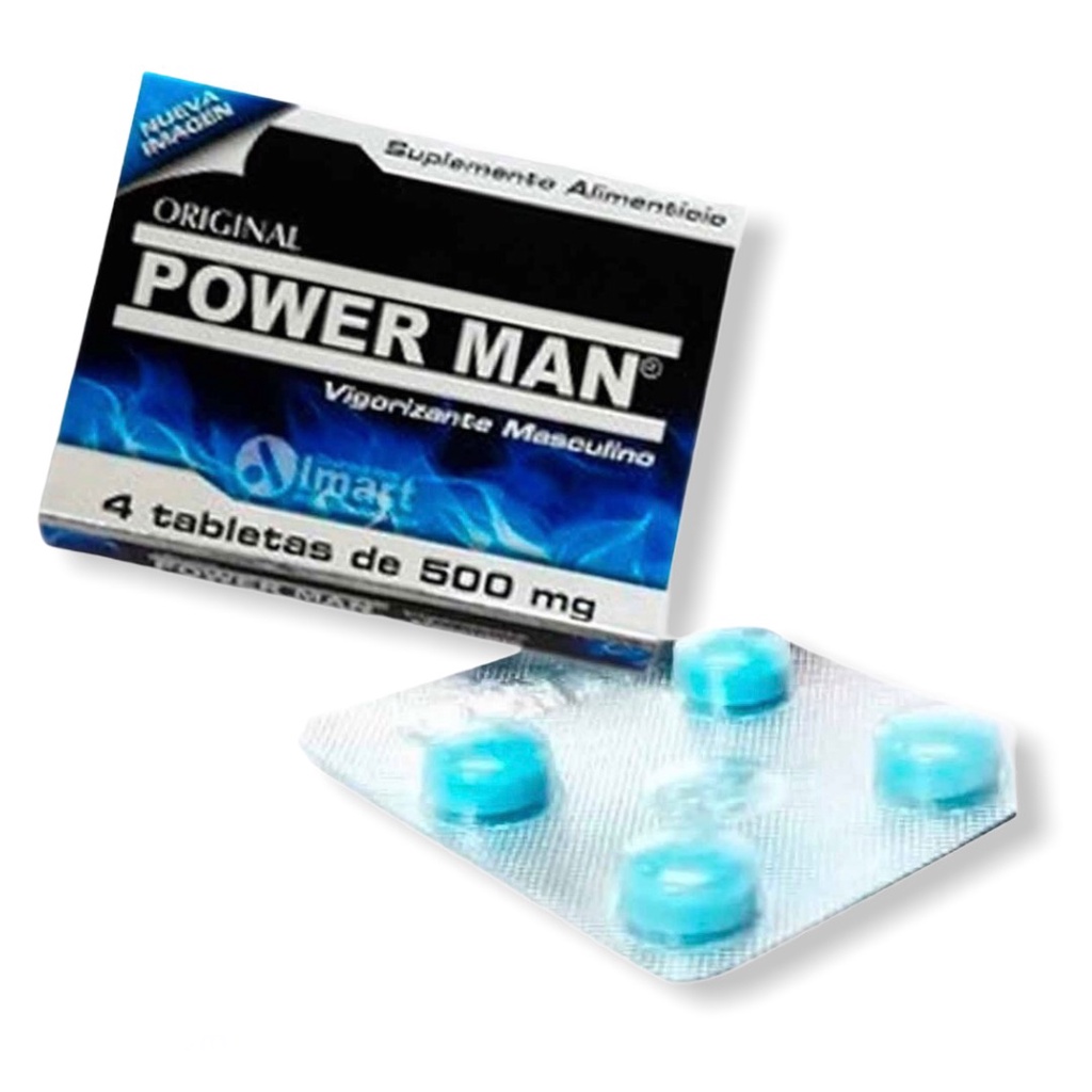 Power Man 4 Tabletas De 500 Mg Pastilla Azul Para Hombres Vigorizante