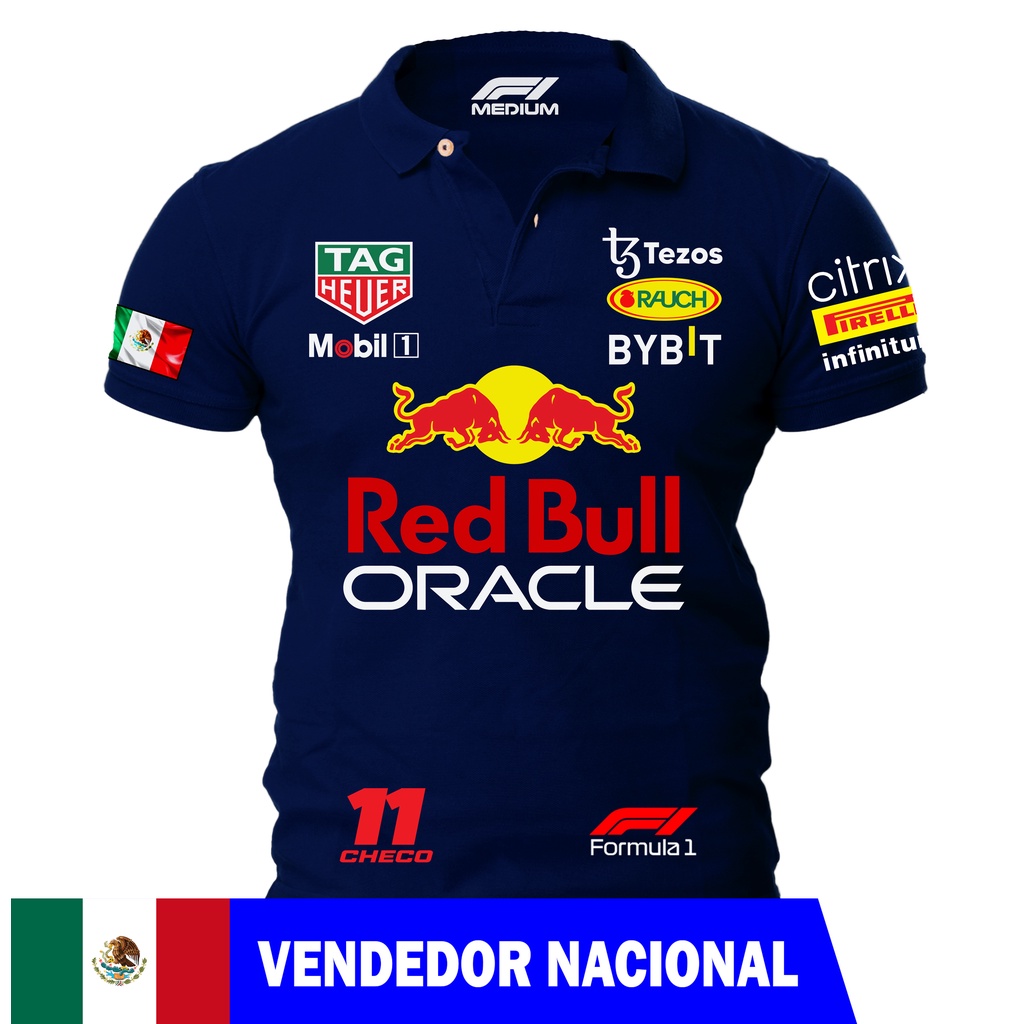 PLAYERA RED BULL SERGIO CHECO PEREZ 2022 FORMULA 1 TIPO POLO MARINO