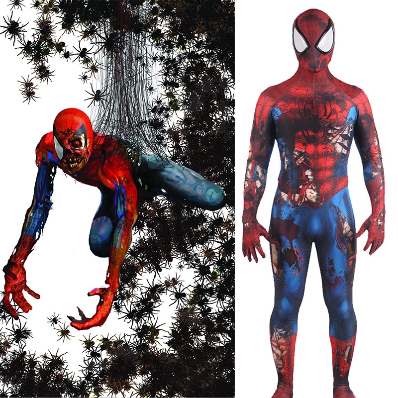 Zombie SpiderMan Jumpsuit Spiderman Cosplay Party Costume Halloween