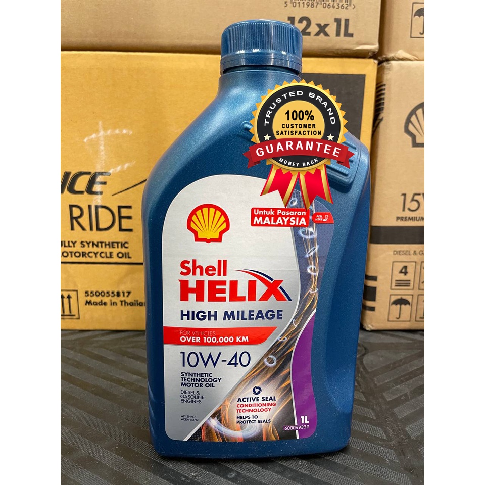 Shell Helix High Mileage 10W40 Semi Synthetic Engine Oil (1L) Shopee