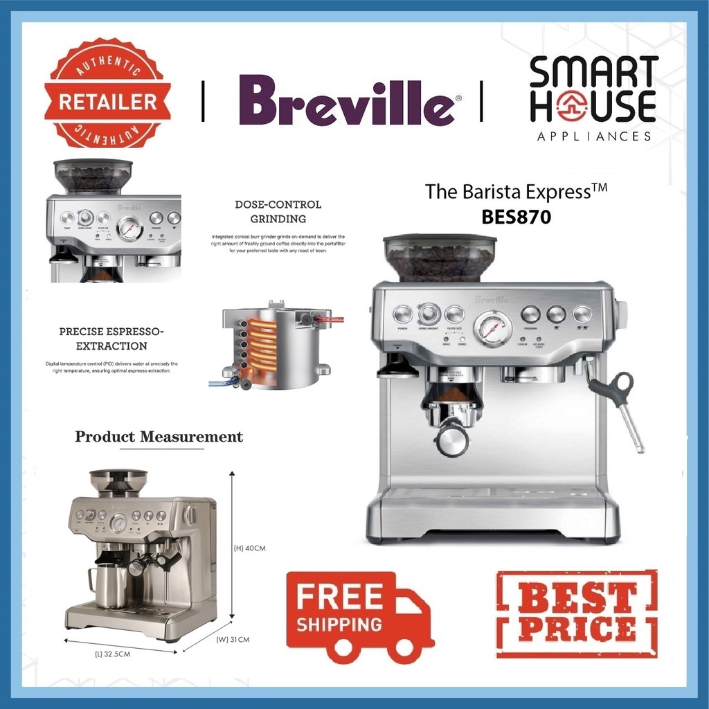 FREE SHIPPING BREVILLE Barista Express Espresso Machine ( FREE Brevile