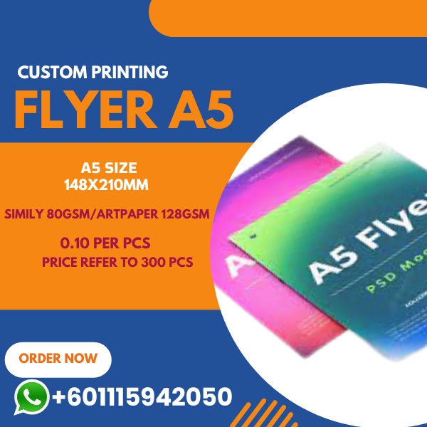FLYERS / BROCHURE / LEAFLET / LETTERHEAD / FLYER PRINTING A5 Start 600 pcs 80 / 128 gsm paper