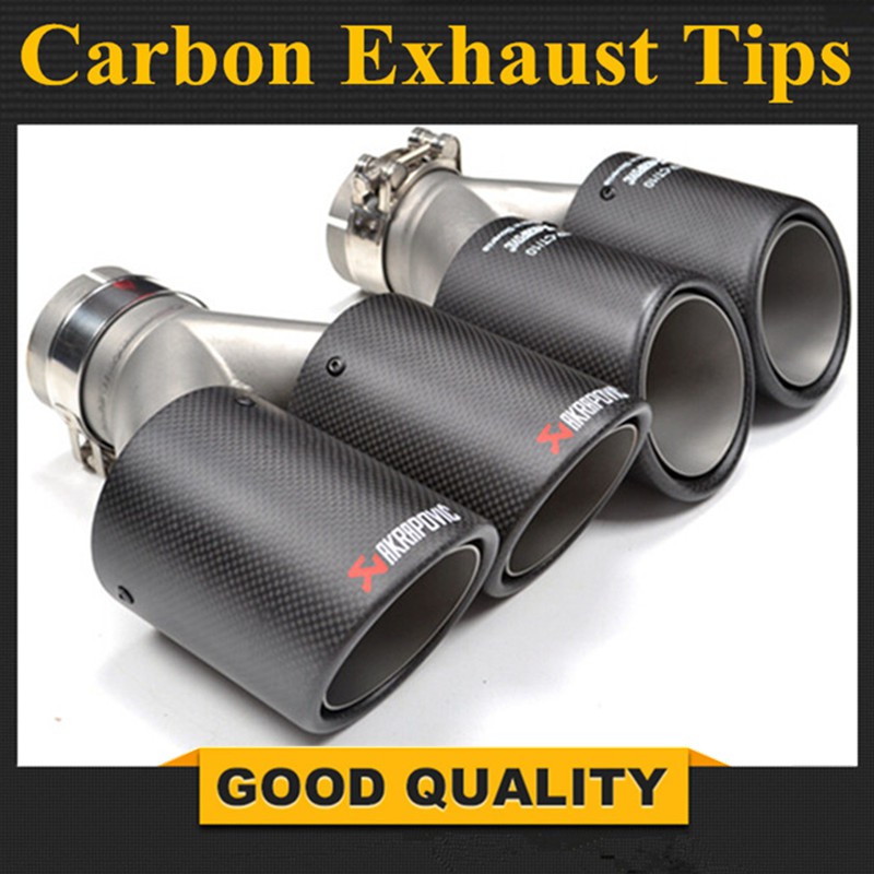 63mm/89mm Curved Exhaust Tips Car Akrapovic Carbon Fiber Muffler Pipe