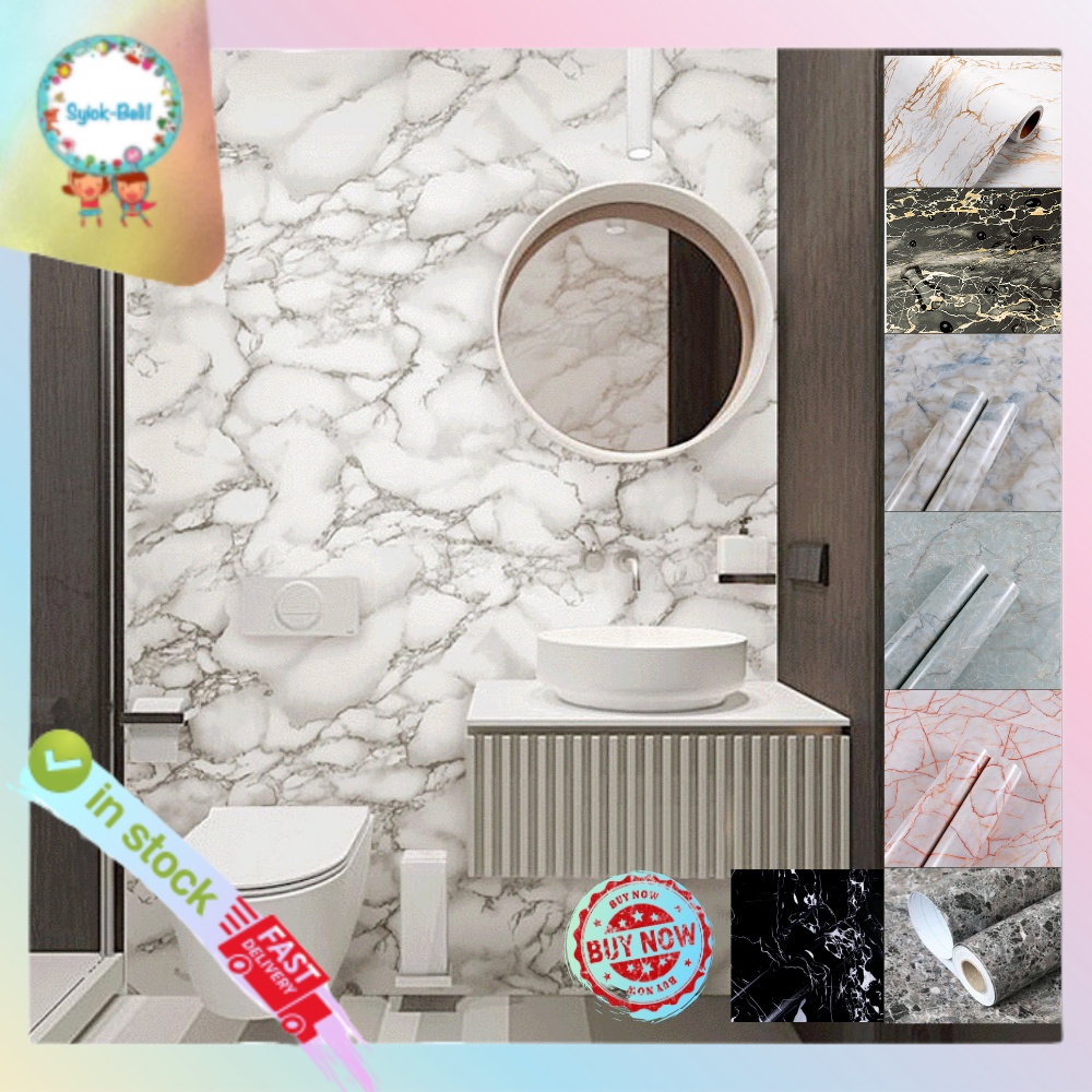Self Adhesive Marble Waterproof Wallpaper Sticker Bathrooms