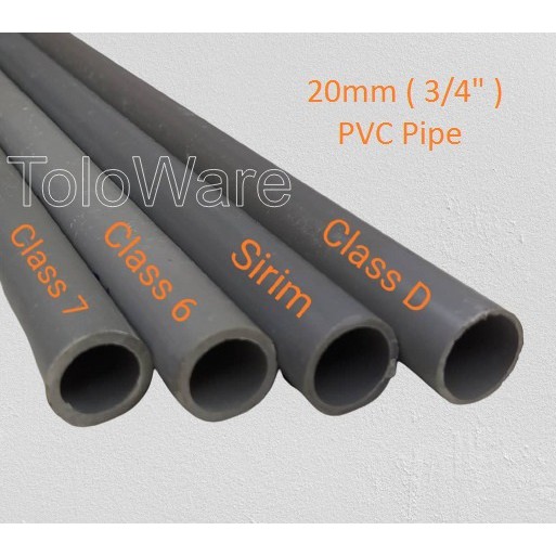 20mm ( 3/4" ) Pipe Air PVC Kelabu / PVC PIPE "Class D (Nipis) to Class