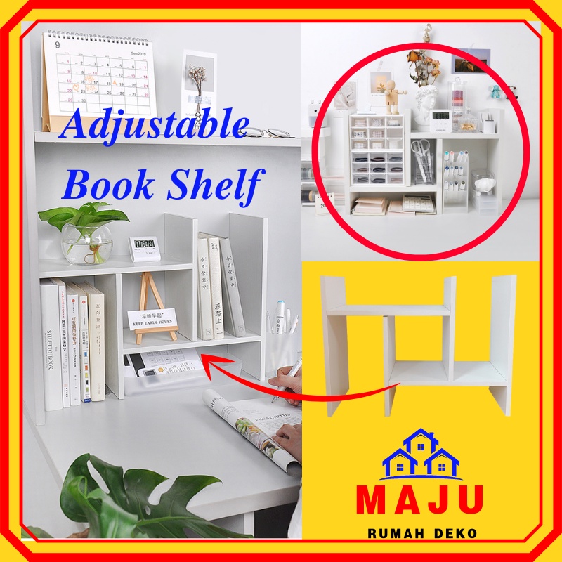 MAJU Adjustable Book Shelf Portable Office table book rack buku meja
