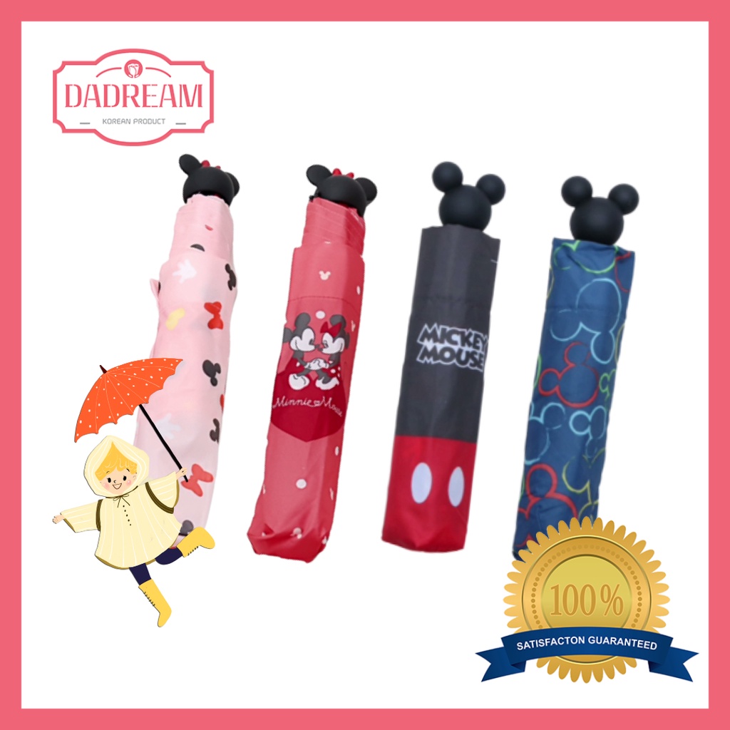 [Daiso Korea x Disney] Mickey Minnie Shape Handle Umbrella, Pocket Size Umbrella, Mini Umbrella