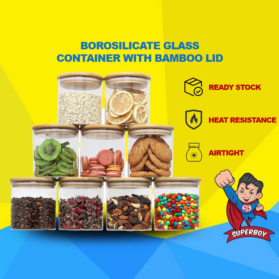 Glass Jar Balang Kaca Spice Container Airtight Container Seasoning