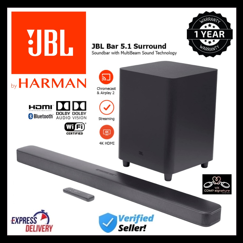 JBL Bar 5.1 Immersive Surround 5.1 channel soundbar with MultiBeam