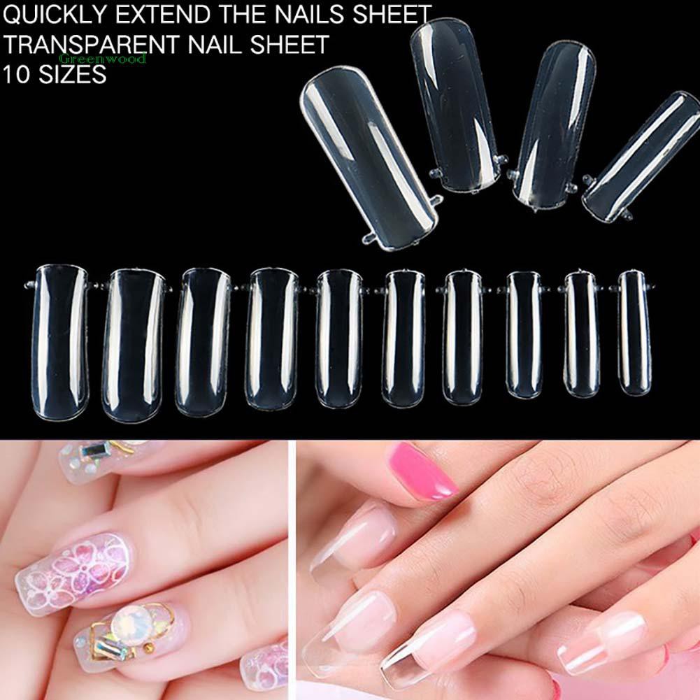 GR_100Pcs Acrylic Fake Nails Artificial Fingernails Clear Full Tips for