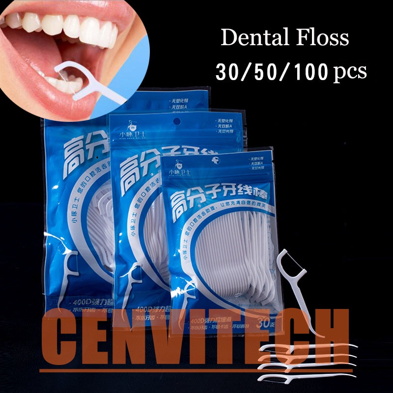30/50/100pcs/pack Disposable Dental Floss Picks Toothpick Teeth