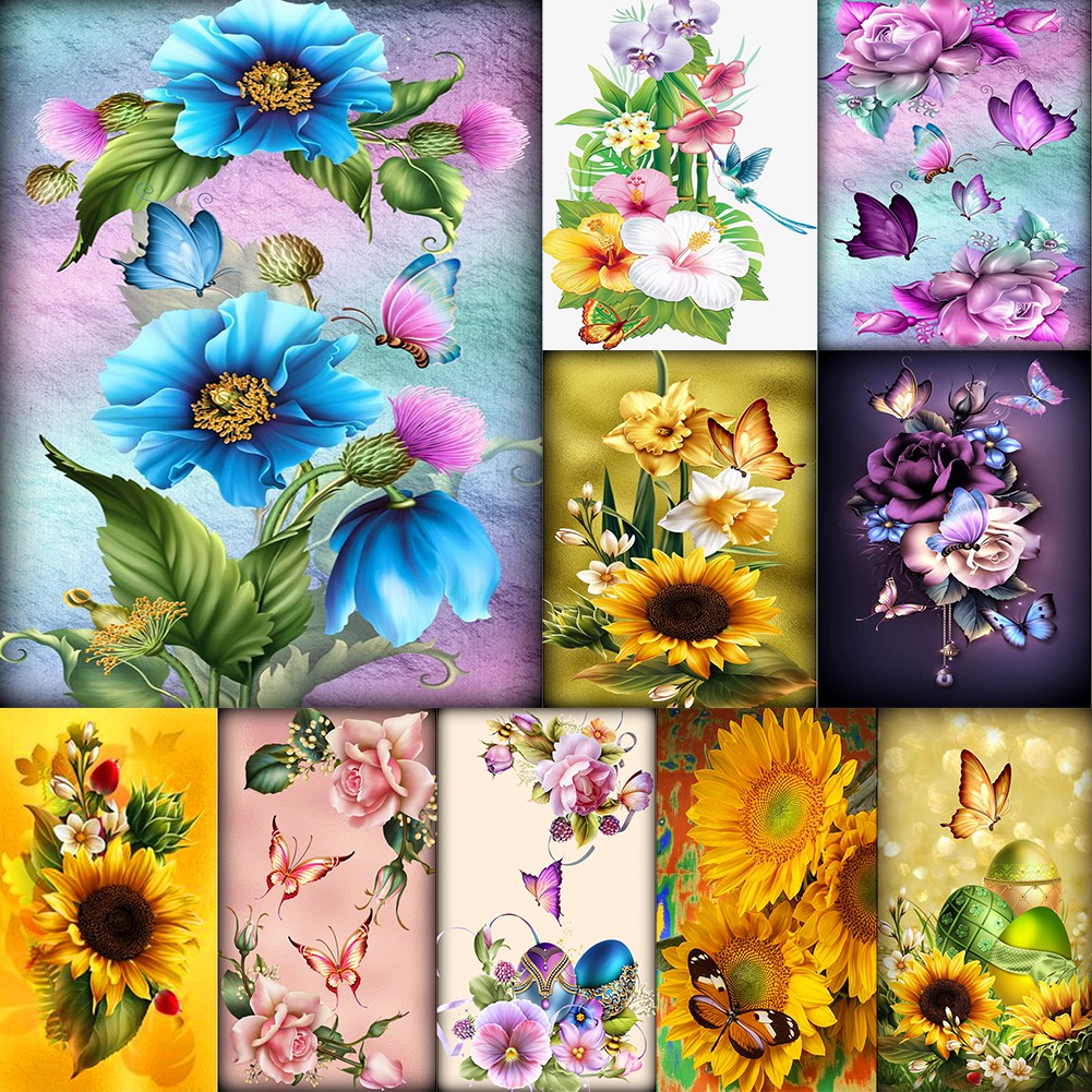 5D Flower Butterfly DIY Full Drill Diamond Painting Mosaic
