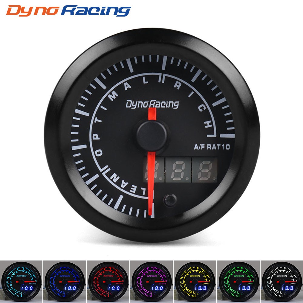 Dynoracing 52mm Dual Display Air fuel ratio gauge 7 colors Led Air fuel ratio meter Car meter