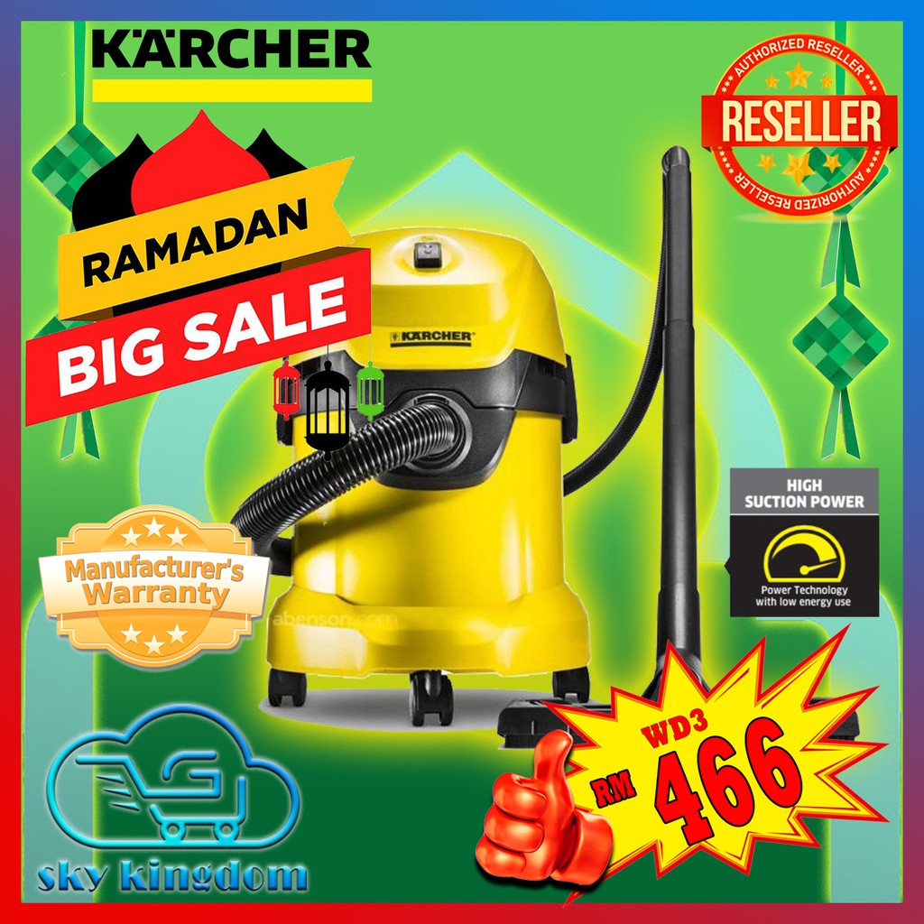 KARCHER Wet & Dry MultiPurpose Vacuum Cleaner WD3 Shopee Malaysia