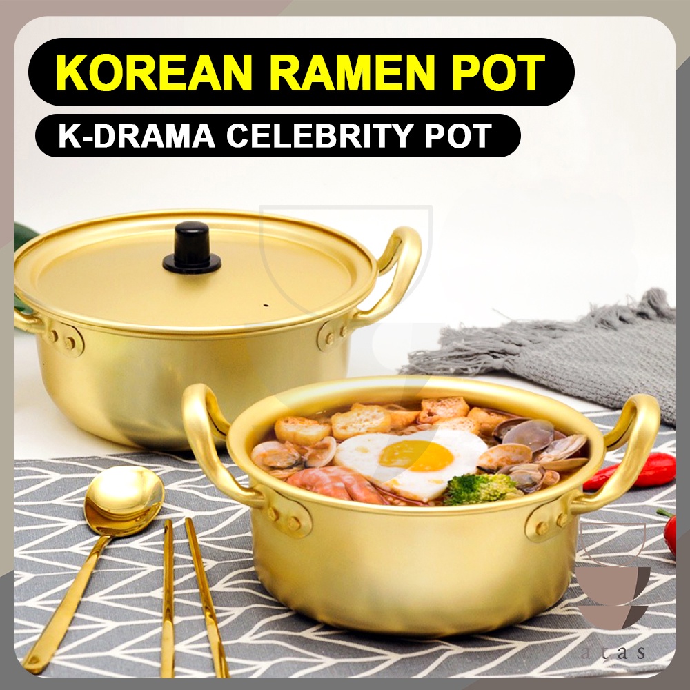 KOREAN STYLE Korea Ramen Pot Noodle Golden Yellow Aluminium Soup Steel