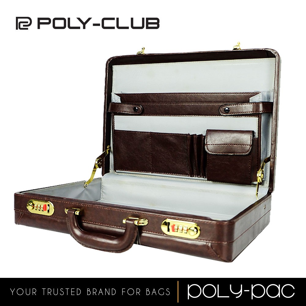 [CLEARANCE] Poly Club Classic Vintage Style Leather Business Briefcase