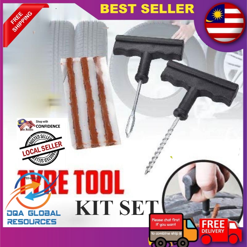 DIY SET Tubeless Tire Repair Kit / Cacing Tayar / Set Lengkap Tayar