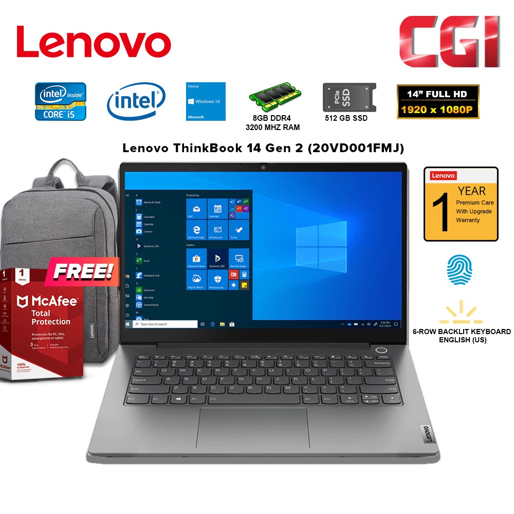 Lenovo 14" Laptop ThinkBook 14 Gen 2 Intel Core i51135G7