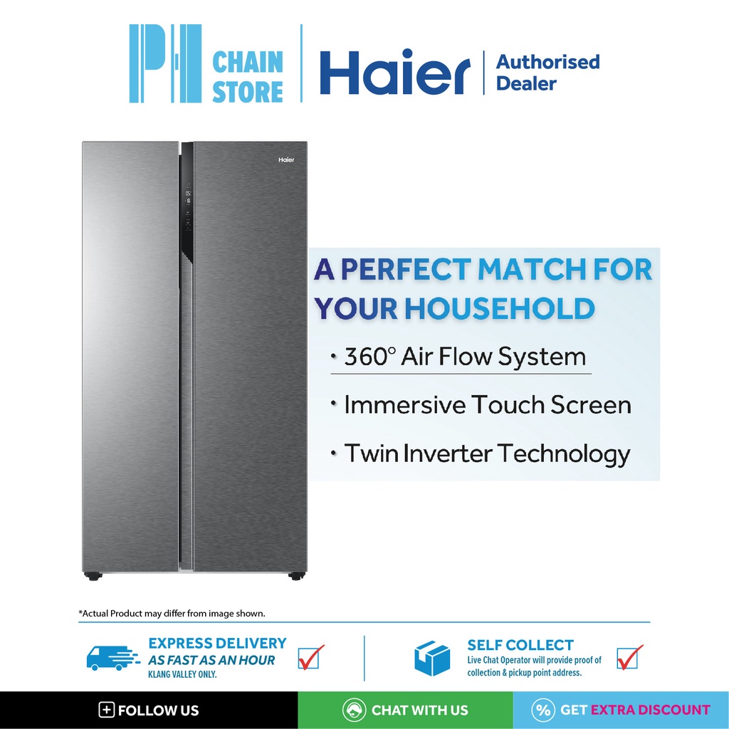 (DELIVERY FOR KL & SGR ONLY) HAIER HSR3918FNPG 569L SIDEBYSIDE