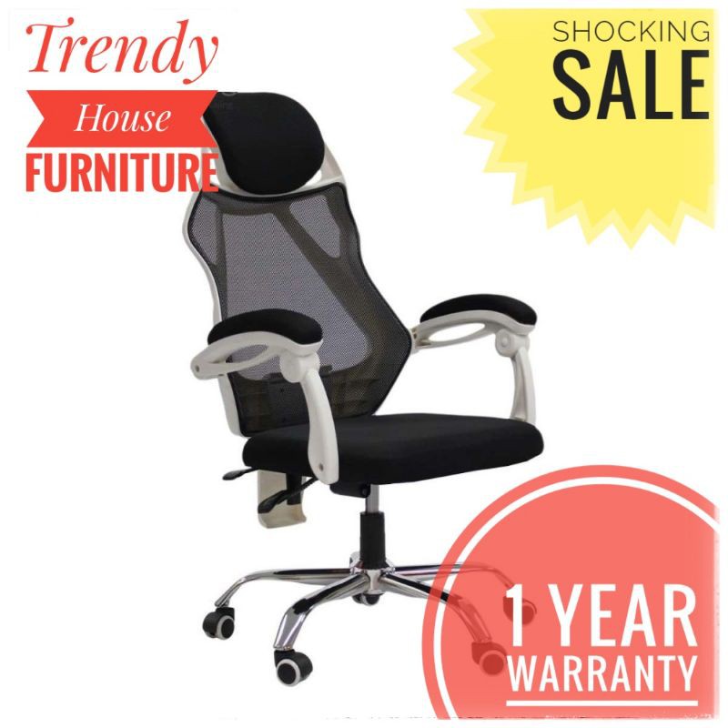 Trendy House Patrik White Frame Breathable Mesh High Back Office Chair