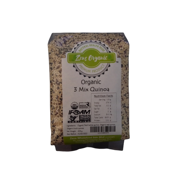 Zens Organic Raw Mix Quinoa 400g (Pearl White Quinoa / Brown Quinoa