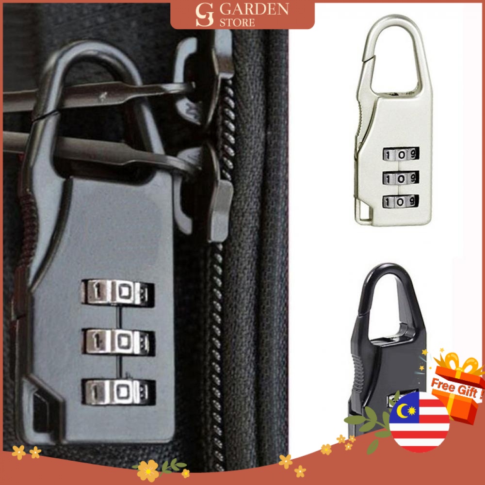 GS Mini Padlock Zipper Lock Practical 3 Digit Combination Password Lock