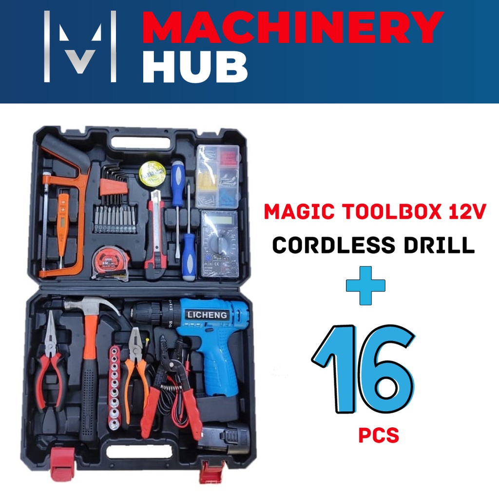 Set COMBO Tools Box / Set Mesin Drill Li 12V Cordless Drill Shopee