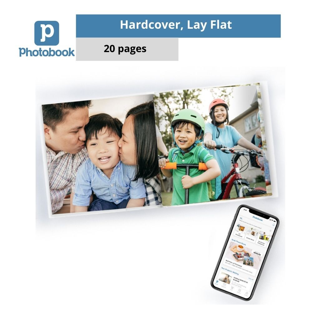 Lay Flat Hardcover Photobook/ DIY Photo Album (8" x 8" x 20 Pages