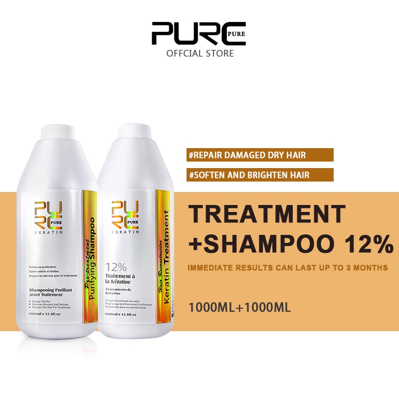 PURC Keratin Hair Treatment +shampoo keratin Treatment 12 Smooth Hair