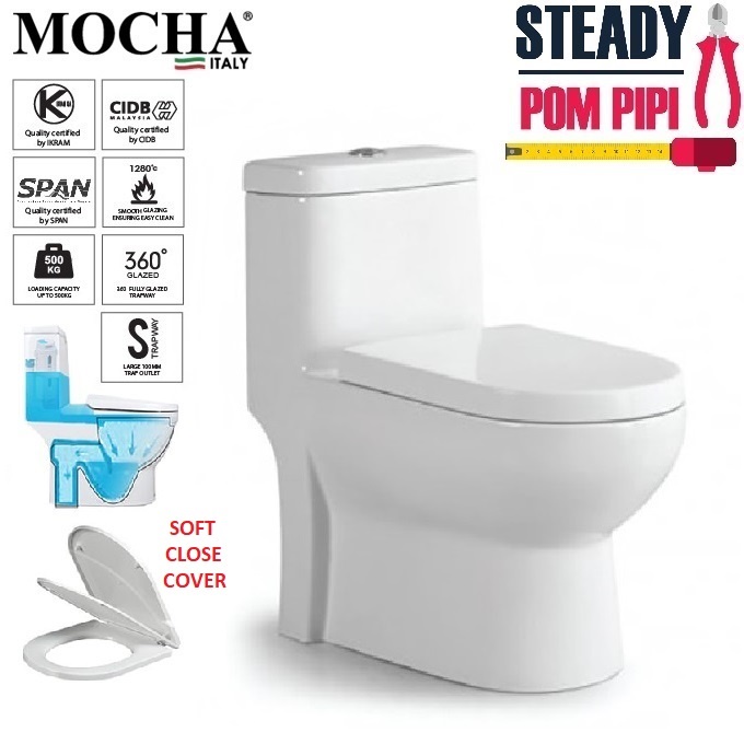 MOCHA MWC7602 WASHDOWN WATER CLOSET STRAP / ONE PIECE TOILET BOWL SET
